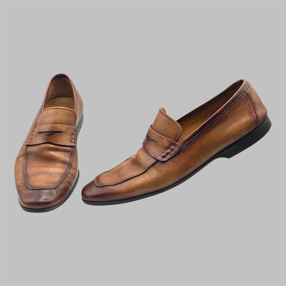 Magnanni Ramiro II 18041 Brown Leather Loafers Square Toe Slip-On Mens Size 12